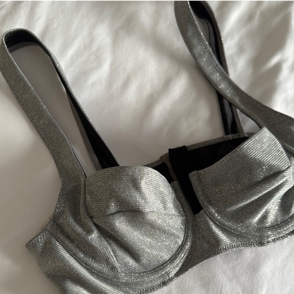 House of CB Silver Crop Top